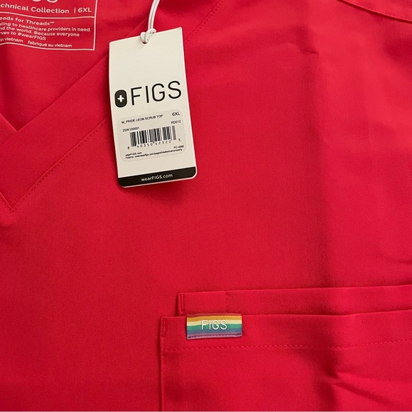 Figs Leon Three-Pocket Scrub Pride Top in Hibiscus sz 6XL - Picture 2 of 10